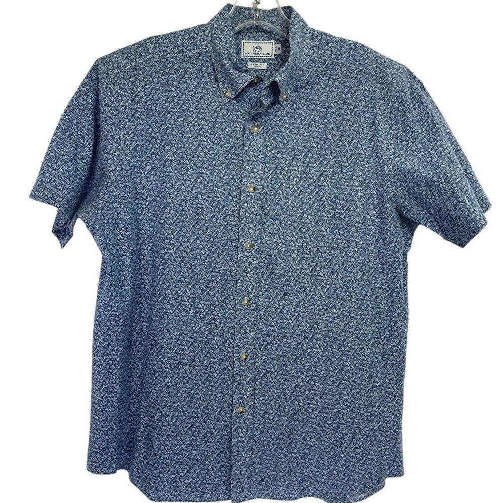 Southern Tide Mens Medium Trim Blue/White Paisley Button Down Shirt (T42) NW/OTs